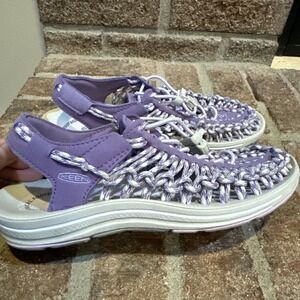 Keen Womens Size 5.5 Bungee Braided Cord Purple White Sandals Fisherman